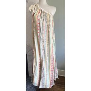 Free People Tova Maxi Dress One Shoulder Beige Multi Combo Medium $248
